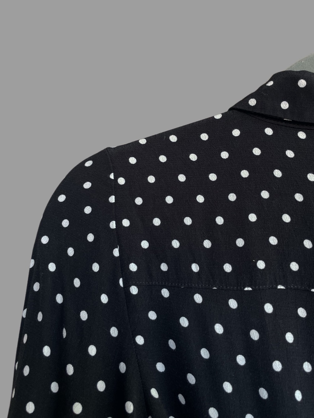 SEZANE Black & White Polka Dot Printed Belted Button Down Adele Shirt Dress - Picture 9 of 12